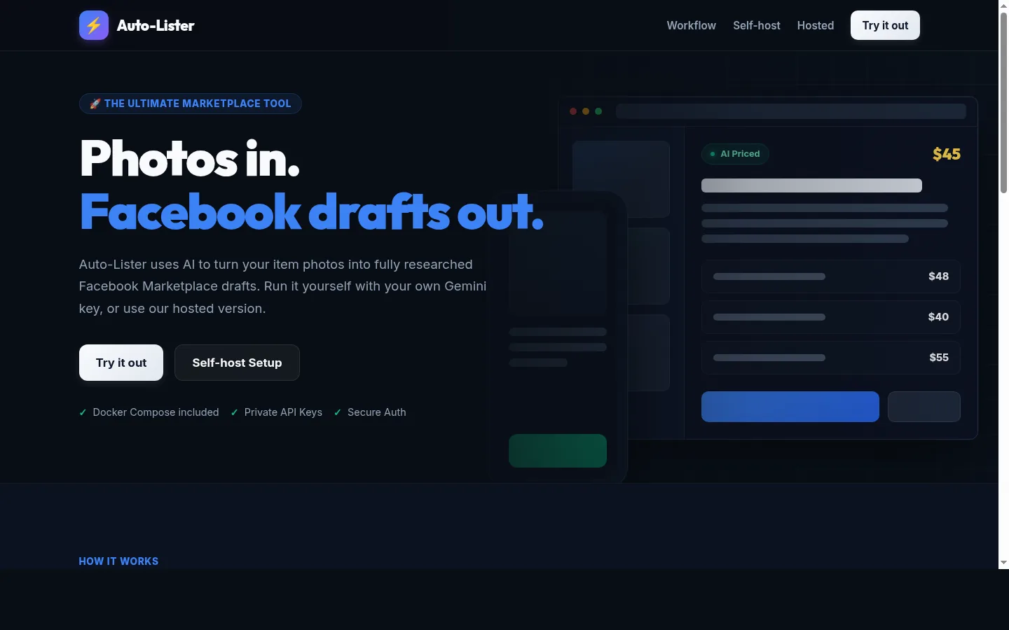 Auto-Lister Marketplace internal tool preview