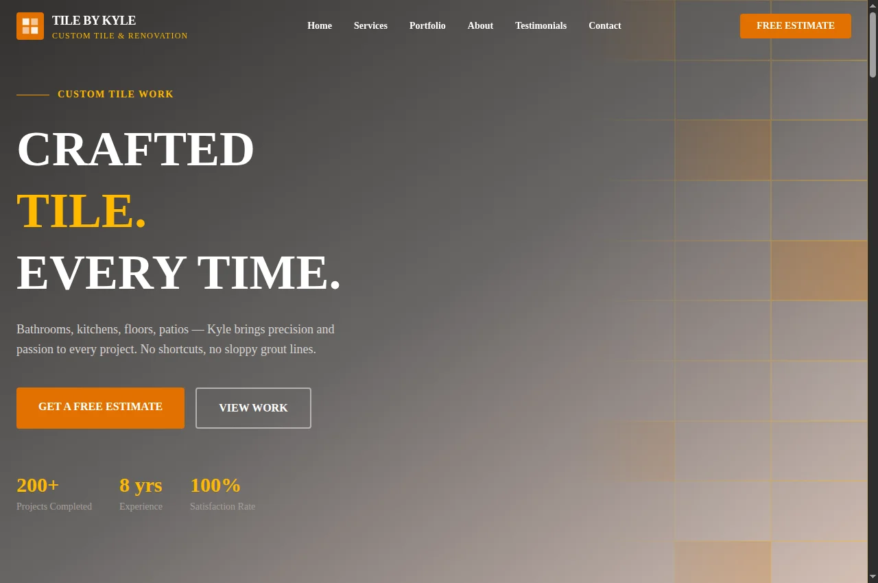 Tile by Kyle contractor website preview
